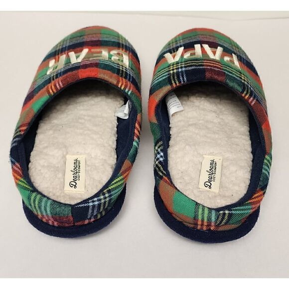 Dearfoams Papa Bear Comfort Slippers, Sizes Multicolor Green/Red US 9-10 - Picture 4 of 5